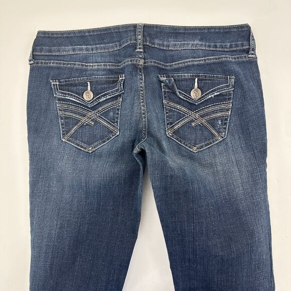 Decree Bootcut Distressed Women's size 11 Dark Wash Blue Denim Jeans - Picture 5 of 5